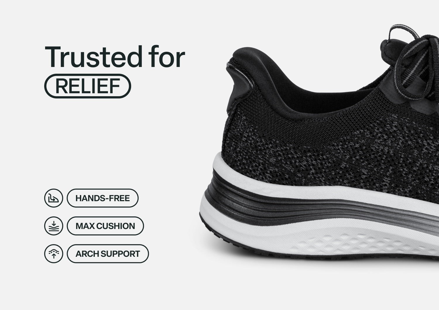 Orthofeet Nira Hands-Free Supportive Slip-On Women's Sneakers - Black - Feature Detail - 3