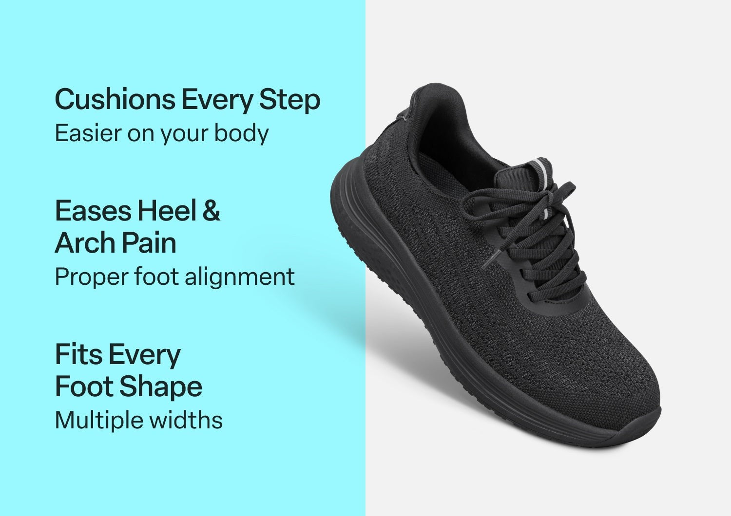 Orthofeet Nira Hands-Free Supportive Slip-On Women's Sneakers - Black/black - Comfort Benefits - 2
