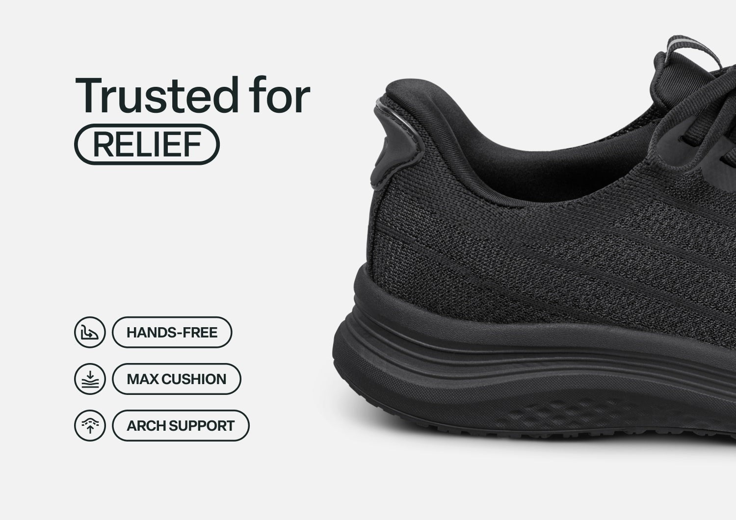 Orthofeet Nira Hands-Free Supportive Slip-On Women's Sneakers - Black/black - Feature Detail - 3