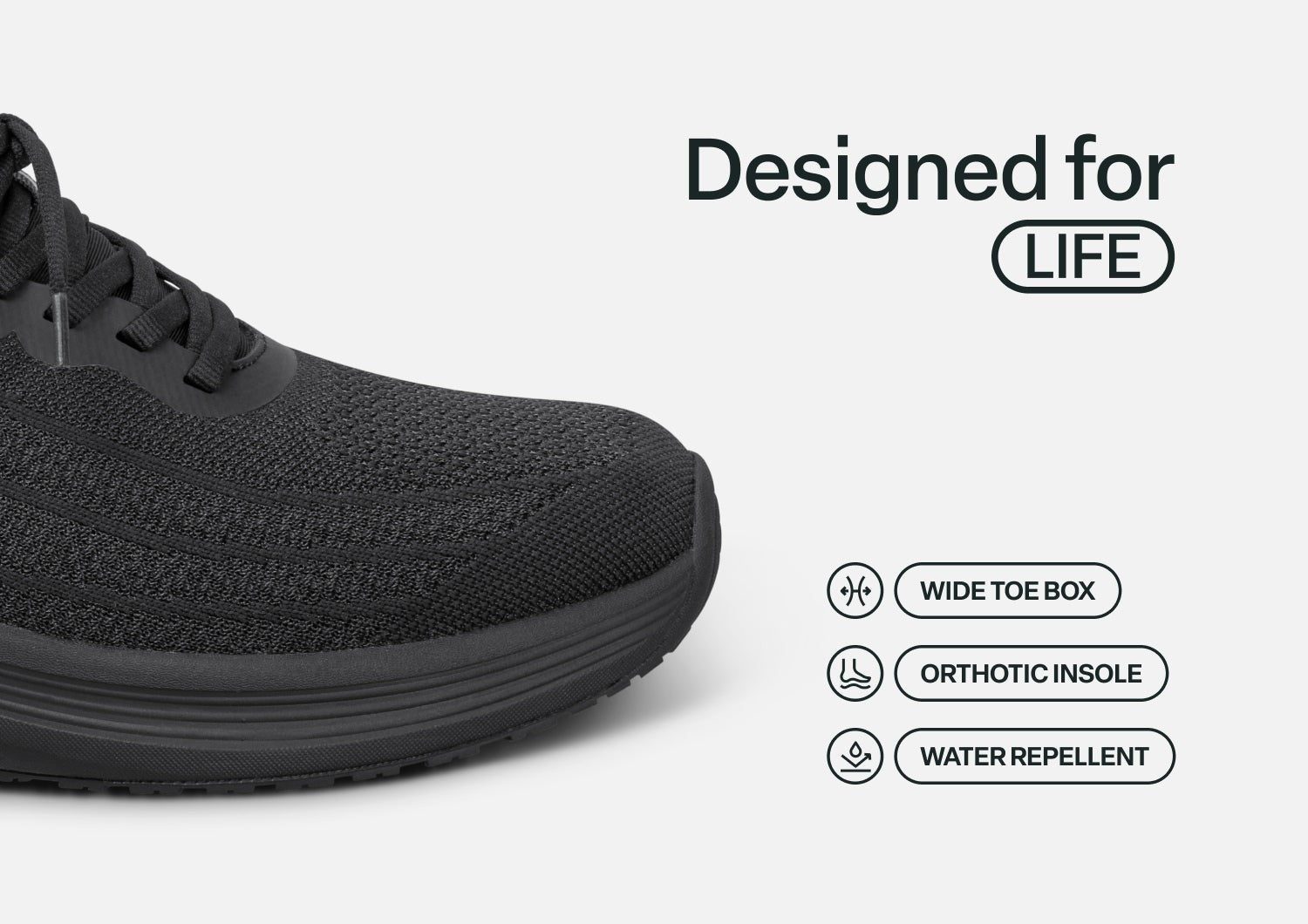 Orthofeet Nira Hands-Free Supportive Slip-On Women's Sneakers - Black/black - Feature Detail - 4
