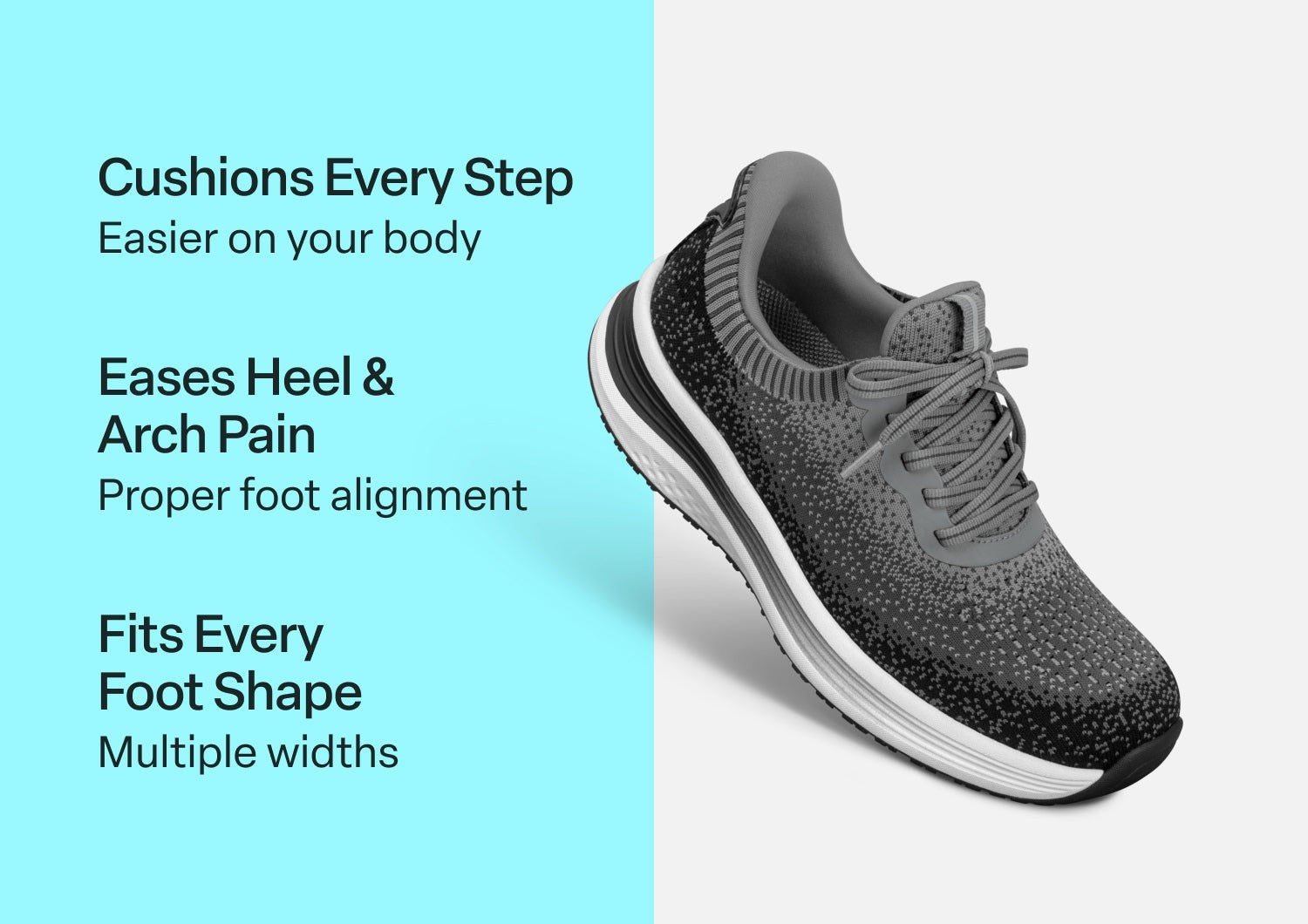 Orthofeet Nira Hands-Free Supportive Slip-On Women's Sneakers - Black/gray - Comfort Benefits - 2
