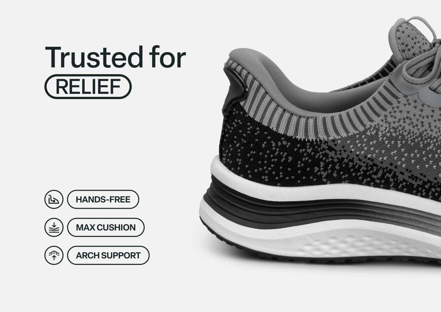 Orthofeet Nira Hands-Free Supportive Slip-On Women's Sneakers - Black/gray - Feature Detail - 3