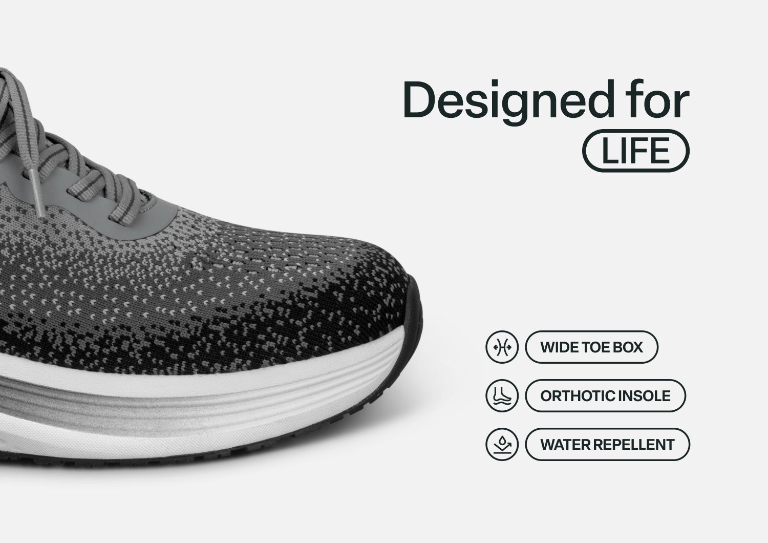 Orthofeet Nira Hands-Free Supportive Slip-On Women's Sneakers - Black/gray - Feature Detail - 4