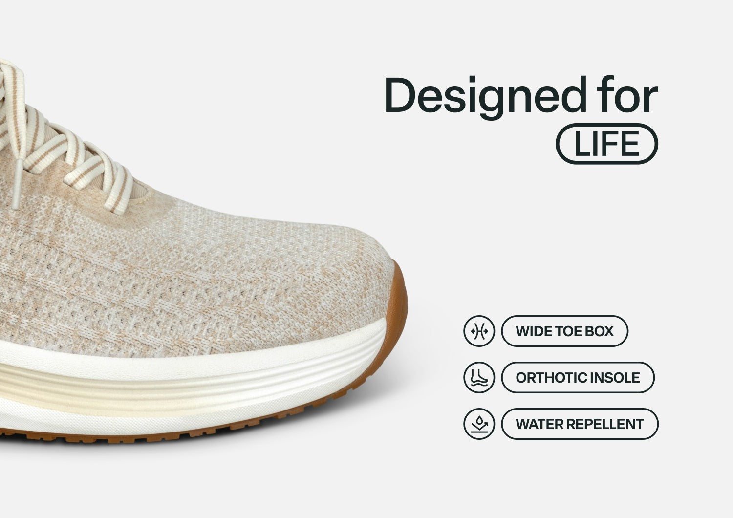 Orthofeet Nira Hands-Free Supportive Slip-On Women's Sneakers - Blonde - Feature Detail - 4