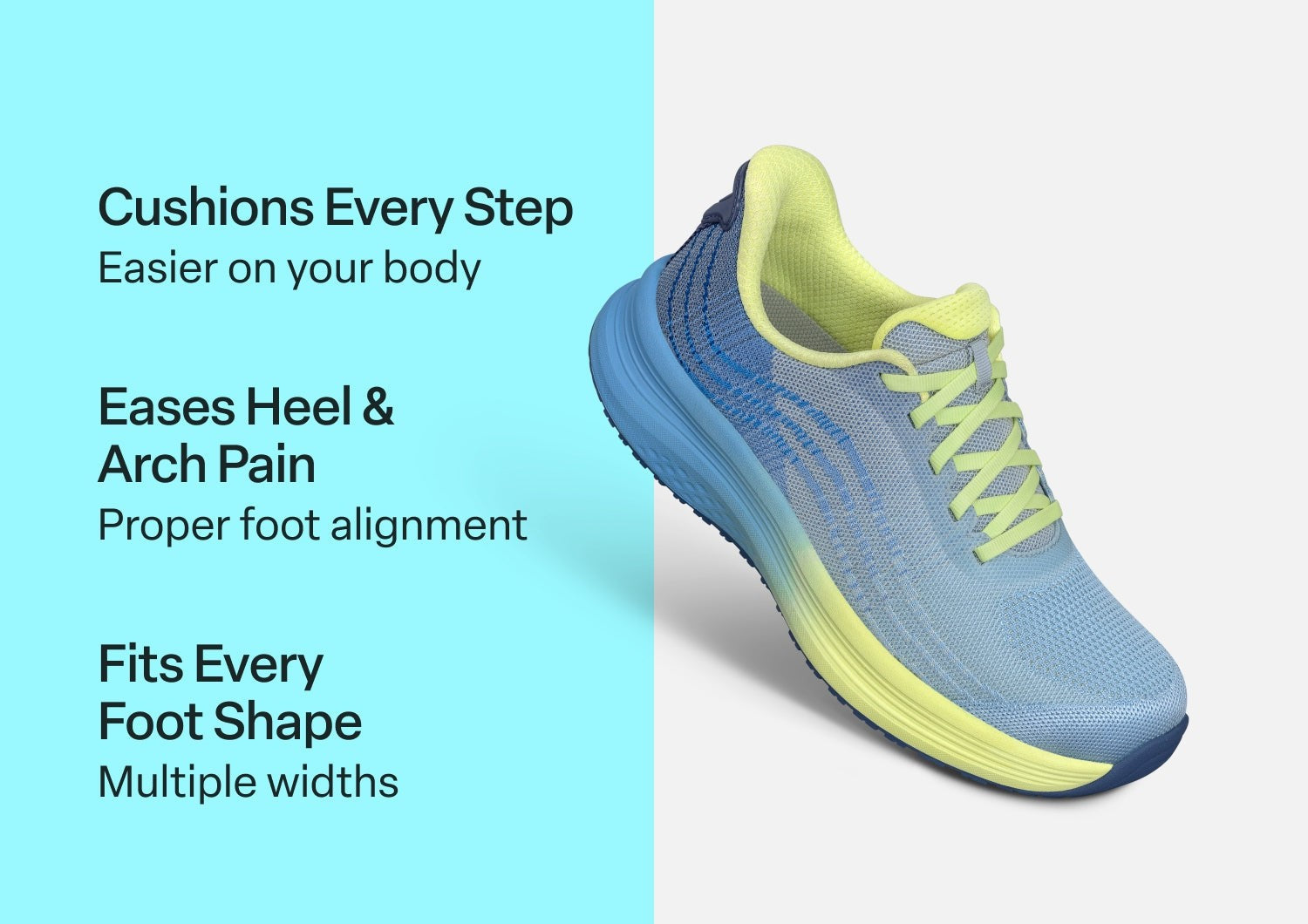 Orthofeet Nira Hands-Free Supportive Slip-On Women's Sneakers - Blue/yellow - Comfort Benefits - 2