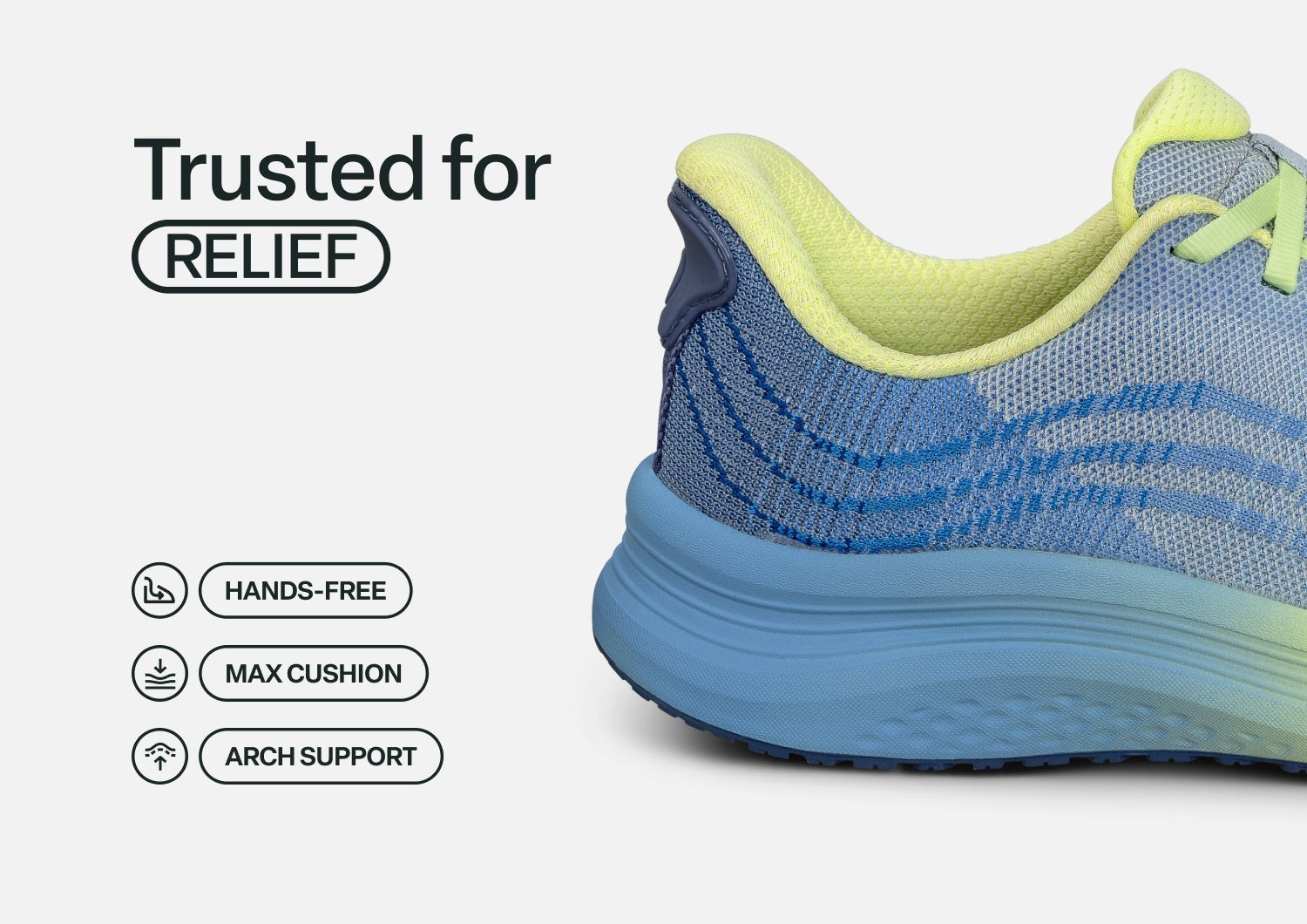 Orthofeet Nira Hands-Free Supportive Slip-On Women's Sneakers - Blue/yellow - Feature Detail - 3