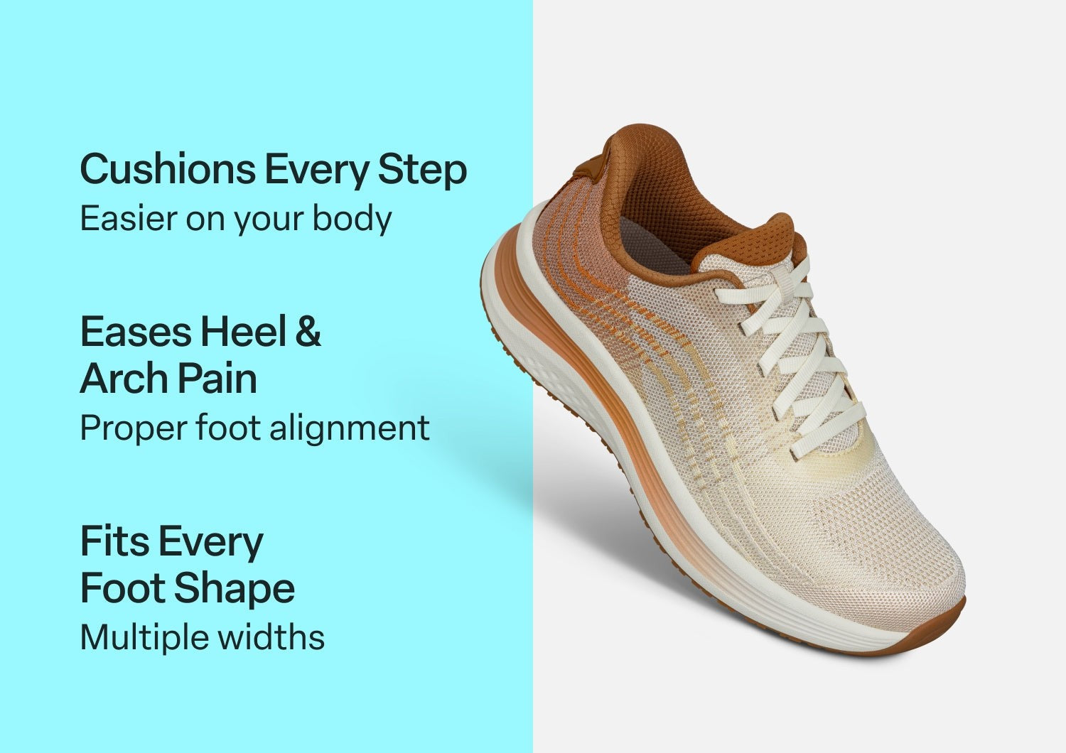Orthofeet Nira Hands-Free Supportive Slip-On Women's Sneakers - Copper/gold Wave - Comfort Benefits - 2