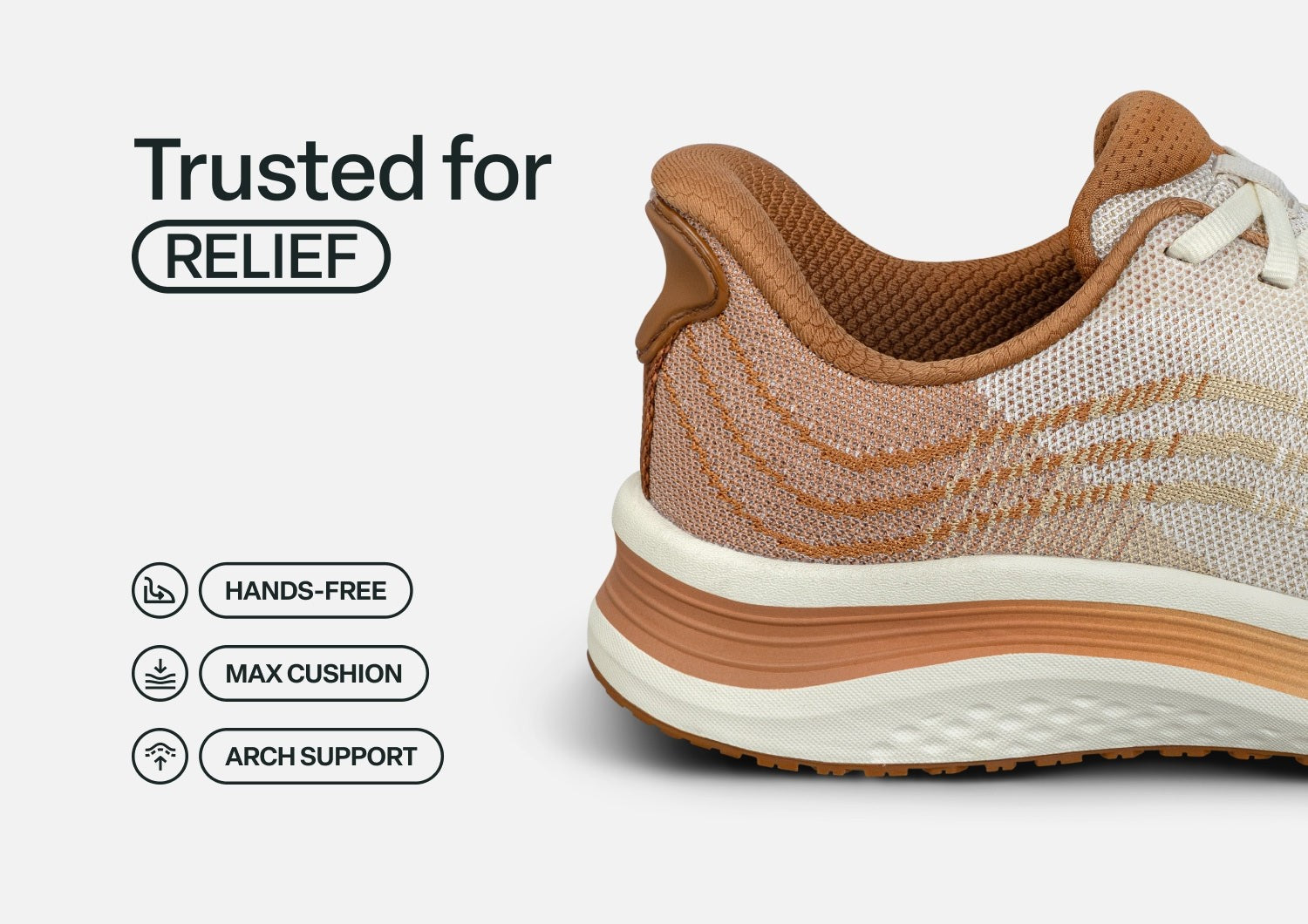 Orthofeet Nira Hands-Free Supportive Slip-On Women's Sneakers - Copper/gold Wave - Feature Detail - 3