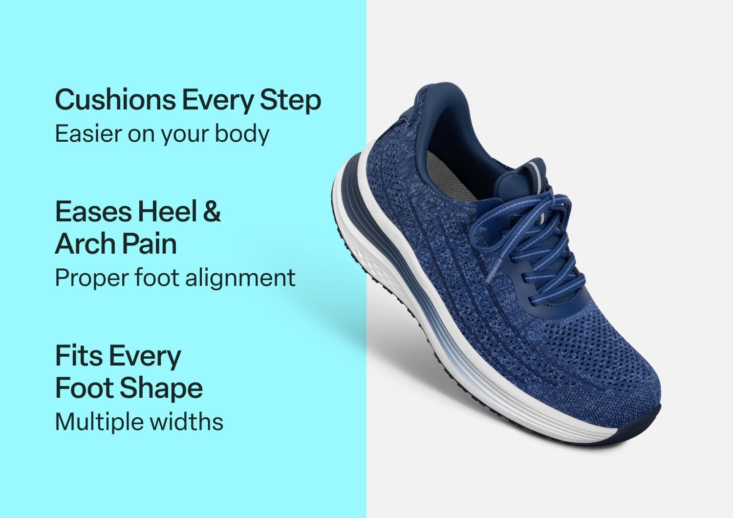 Orthofeet Nira Hands-Free Supportive Slip-On Women's Sneakers - Indigo - Comfort Benefits - 2
