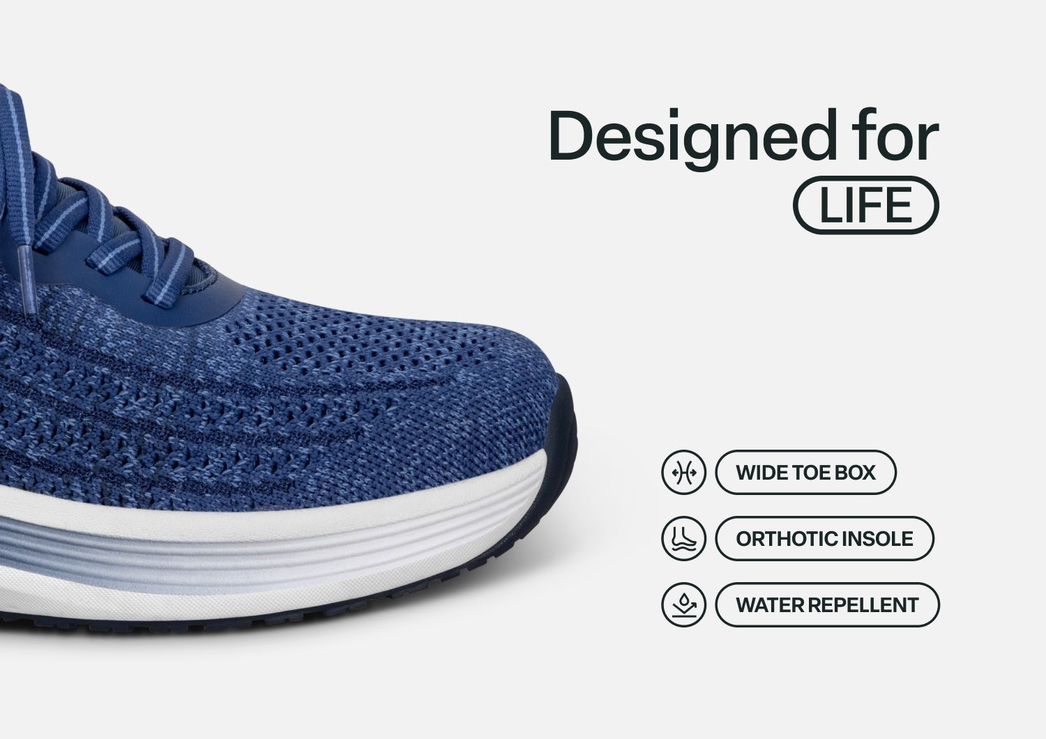 Orthofeet Nira Hands-Free Supportive Slip-On Women's Sneakers - Indigo - Feature Detail - 4