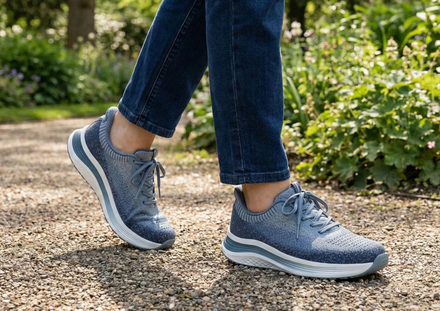 Orthofeet Nira Hands-Free Supportive Slip-On Women's Sneakers - Slate Blue - Lifestyle View - 7