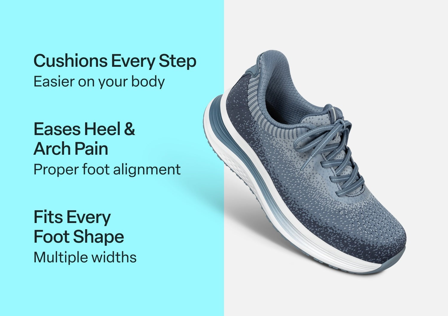 Orthofeet Nira Hands-Free Supportive Slip-On Women's Sneakers - Slate Blue - Comfort Benefits - 2