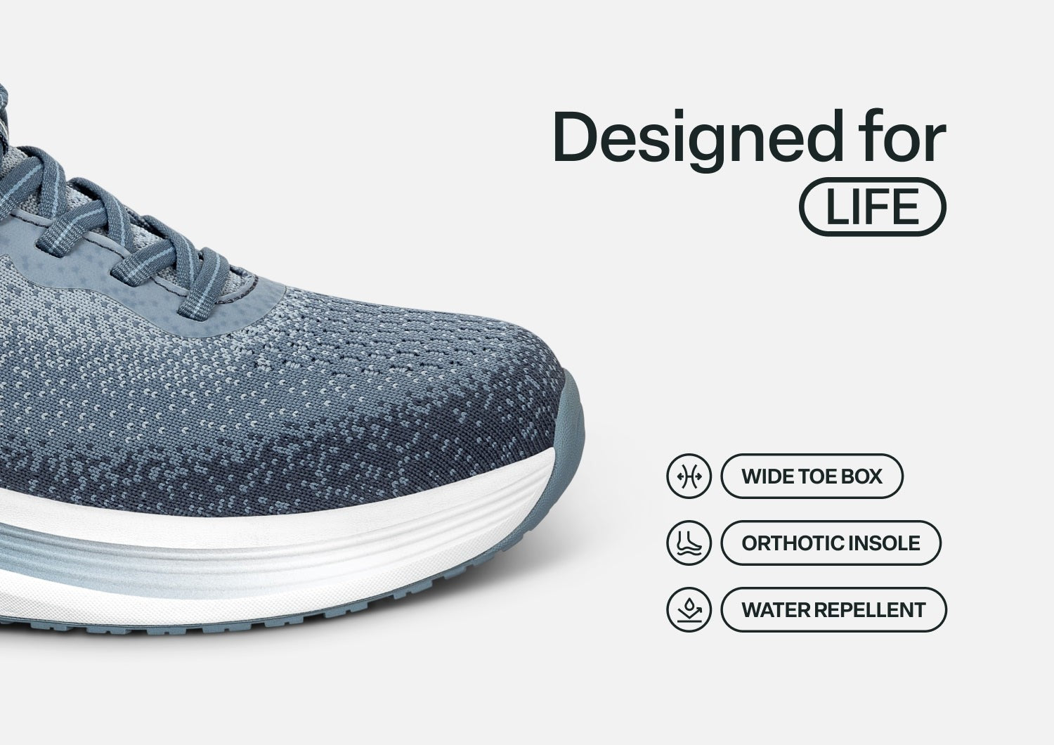 Orthofeet Nira Hands-Free Supportive Slip-On Women's Sneakers - Slate Blue - Feature Detail - 4