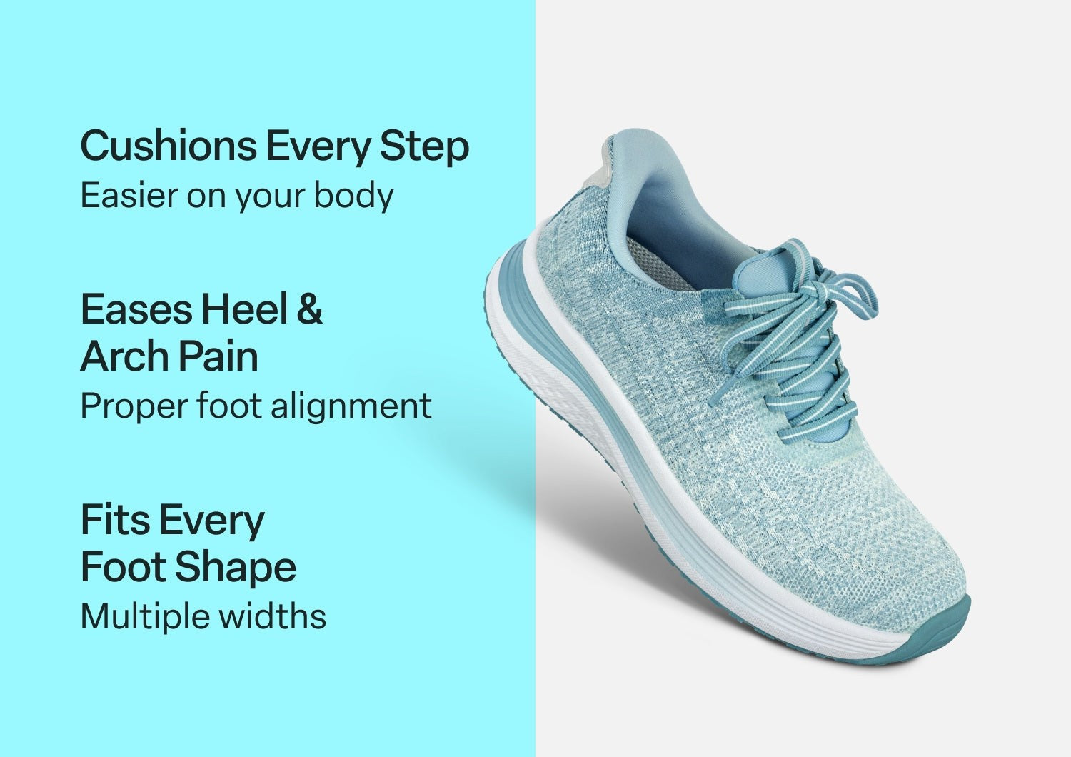 Orthofeet Nira Hands-Free Supportive Slip-On Women's Sneakers - Turquoise - Comfort Benefits - 2