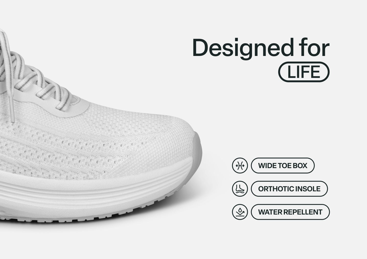 Orthofeet Nira Hands-Free Supportive Slip-On Women's Sneakers - White - Feature Detail - 4