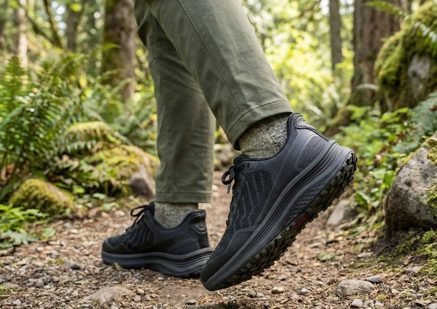 Orthofeet Nira Trail Hands-Free Women's Sneakers - Black - Lifestyle View - 7