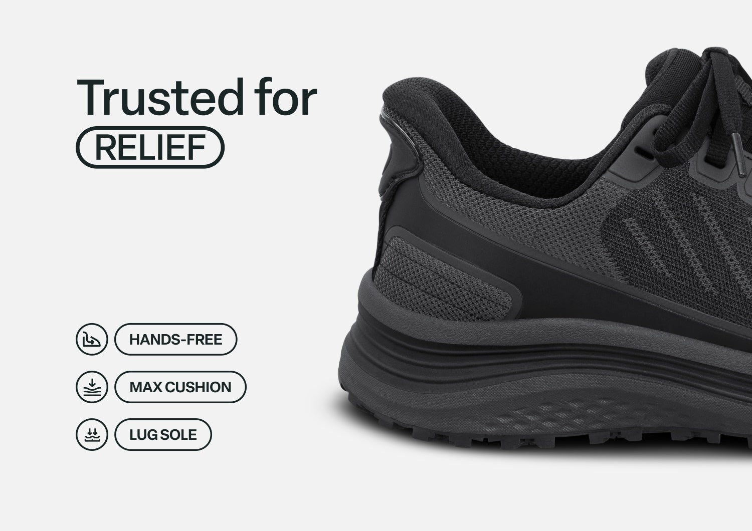 Orthofeet Nira Trail Hands-Free Women's Sneakers - Black - Feature Detail - 3