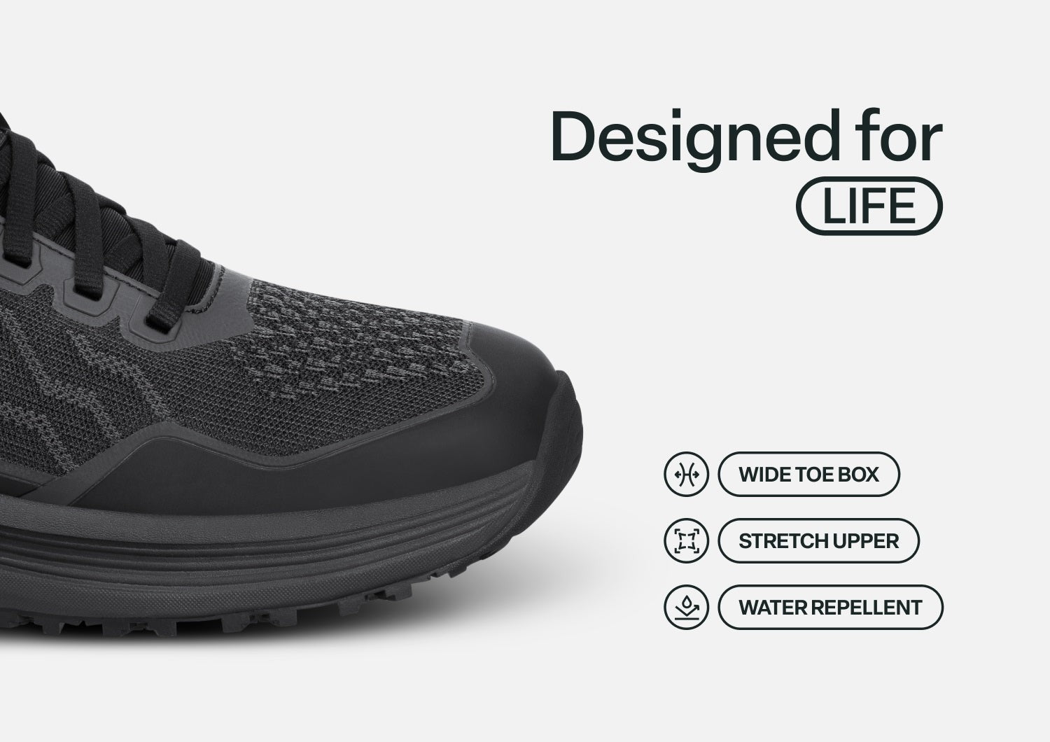 Orthofeet Nira Trail Hands-Free Women's Sneakers - Black - Feature Detail - 4