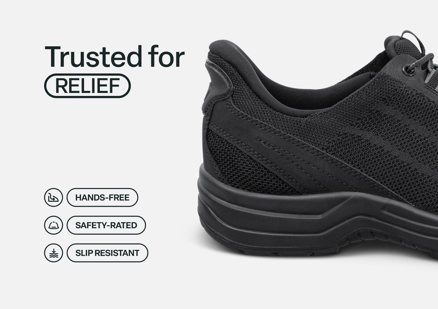 Orthofeet Onyx Hands-Free Work Shoes - Black - Feature Detail - 3