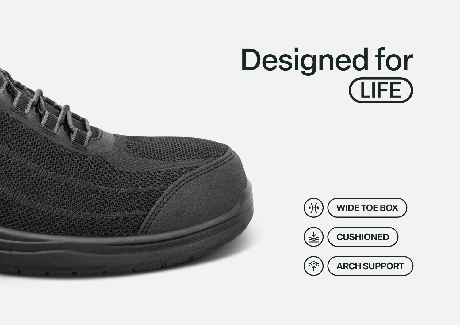 Orthofeet Onyx Hands-Free Work Shoes - Black - Feature Detail - 4