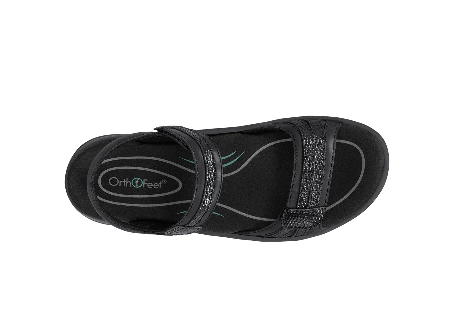 Orthofeet Paloma Supportive Comfort Heel-Strap Women's Sandals - Black Metallic - Bird's Eye View - 6