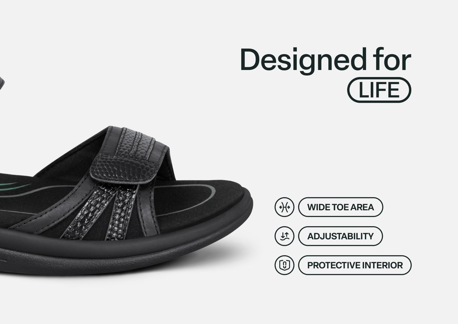 Orthofeet Paloma Supportive Comfort Heel-Strap Women's Sandals - Black Metallic - Feature Detail - 5