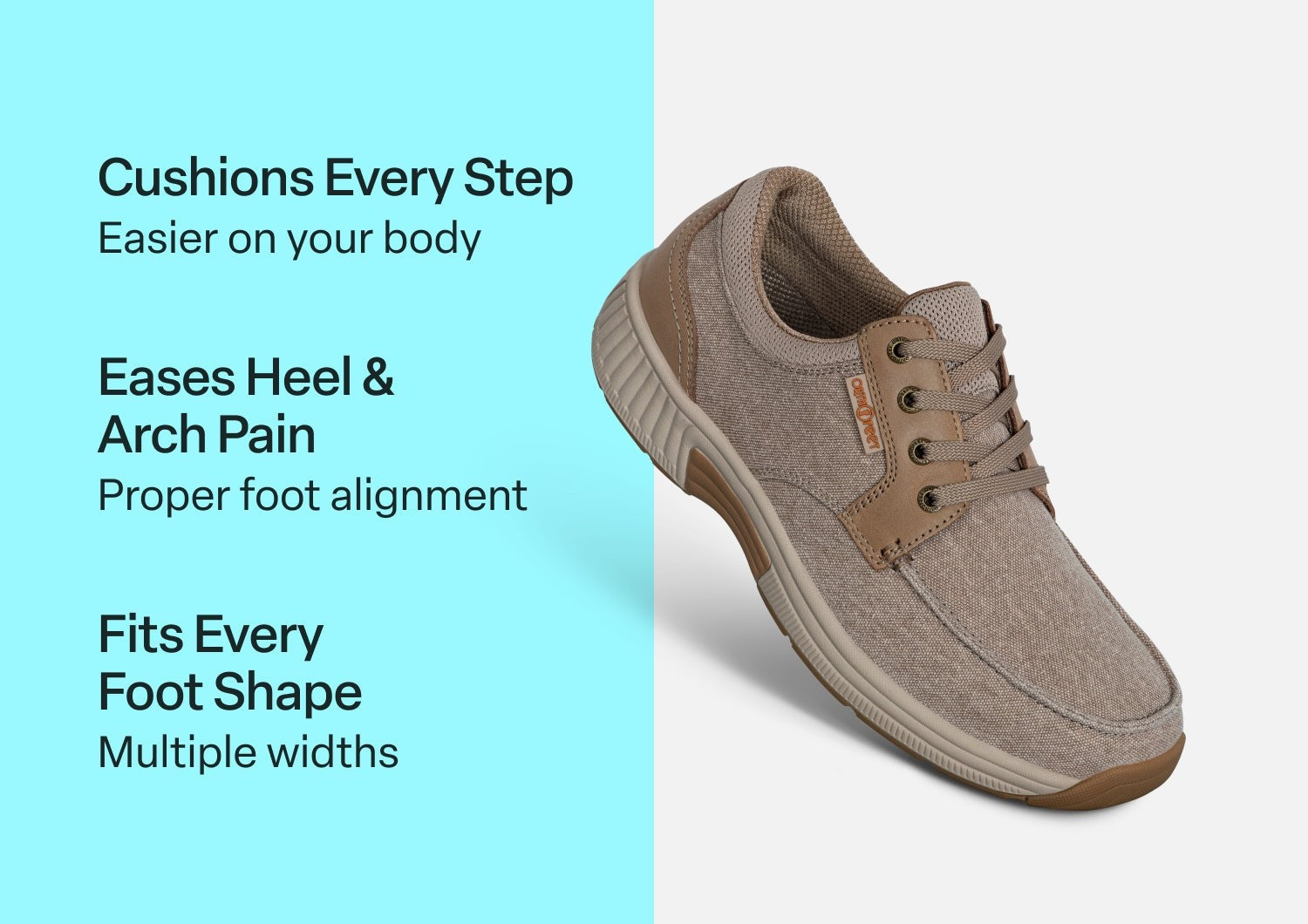 Orthofeet Porto Comfort Arch Support Men's Casual - Beige - Comfort Benefits - 3