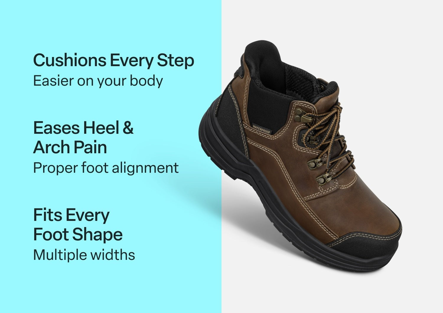 Orthofeet Quartz Hands-Free Work Boots Women's - Brown - Comfort Benefits - 2