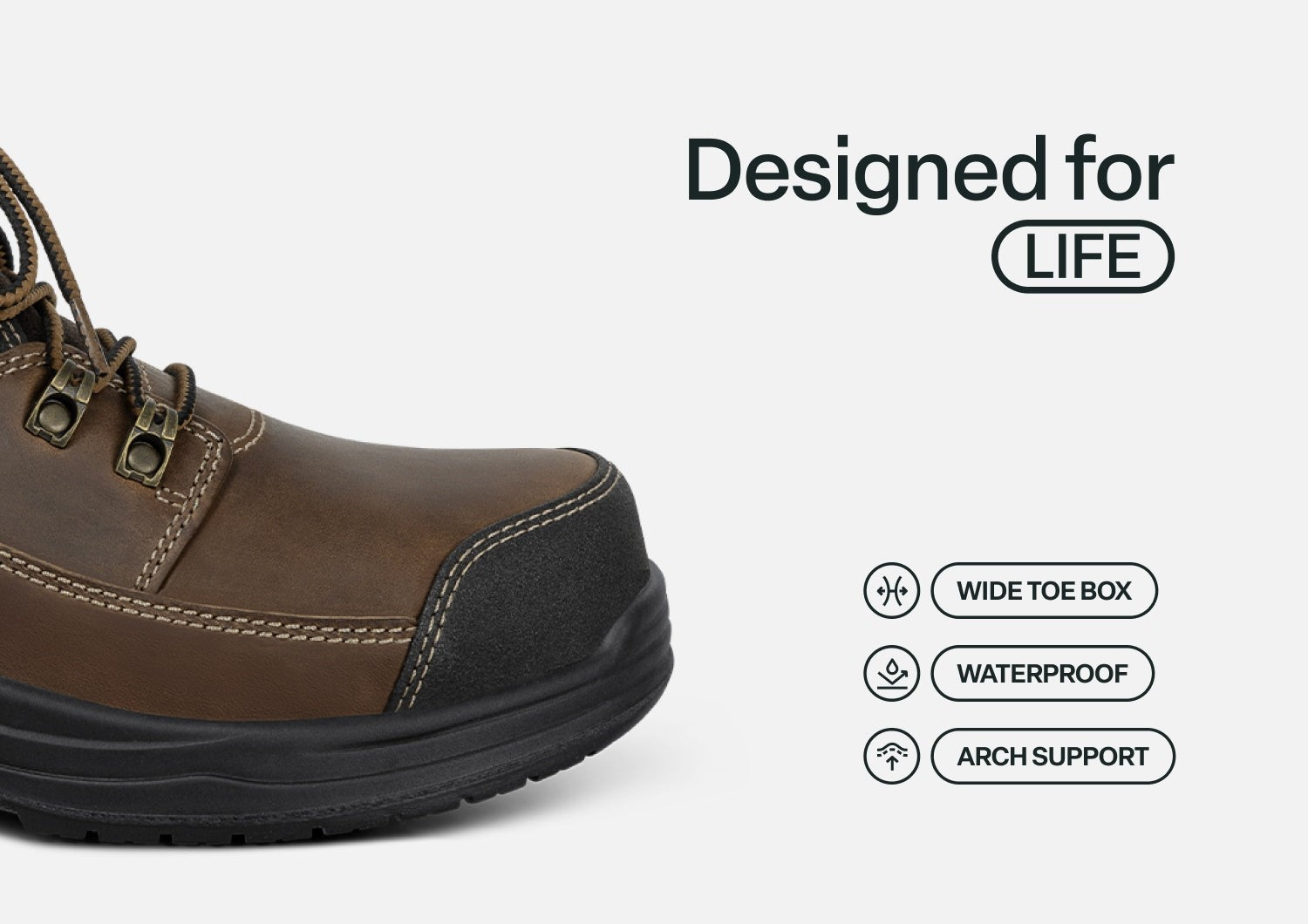 Orthofeet Quartz Hands-Free Work Boots Women's - Brown - Feature Detail - 4