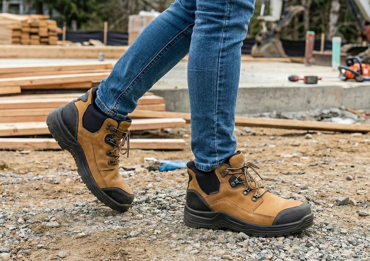 Orthofeet Quartz Hands-Free Work Boots Women's - Wheat - Lifestyle View - 7