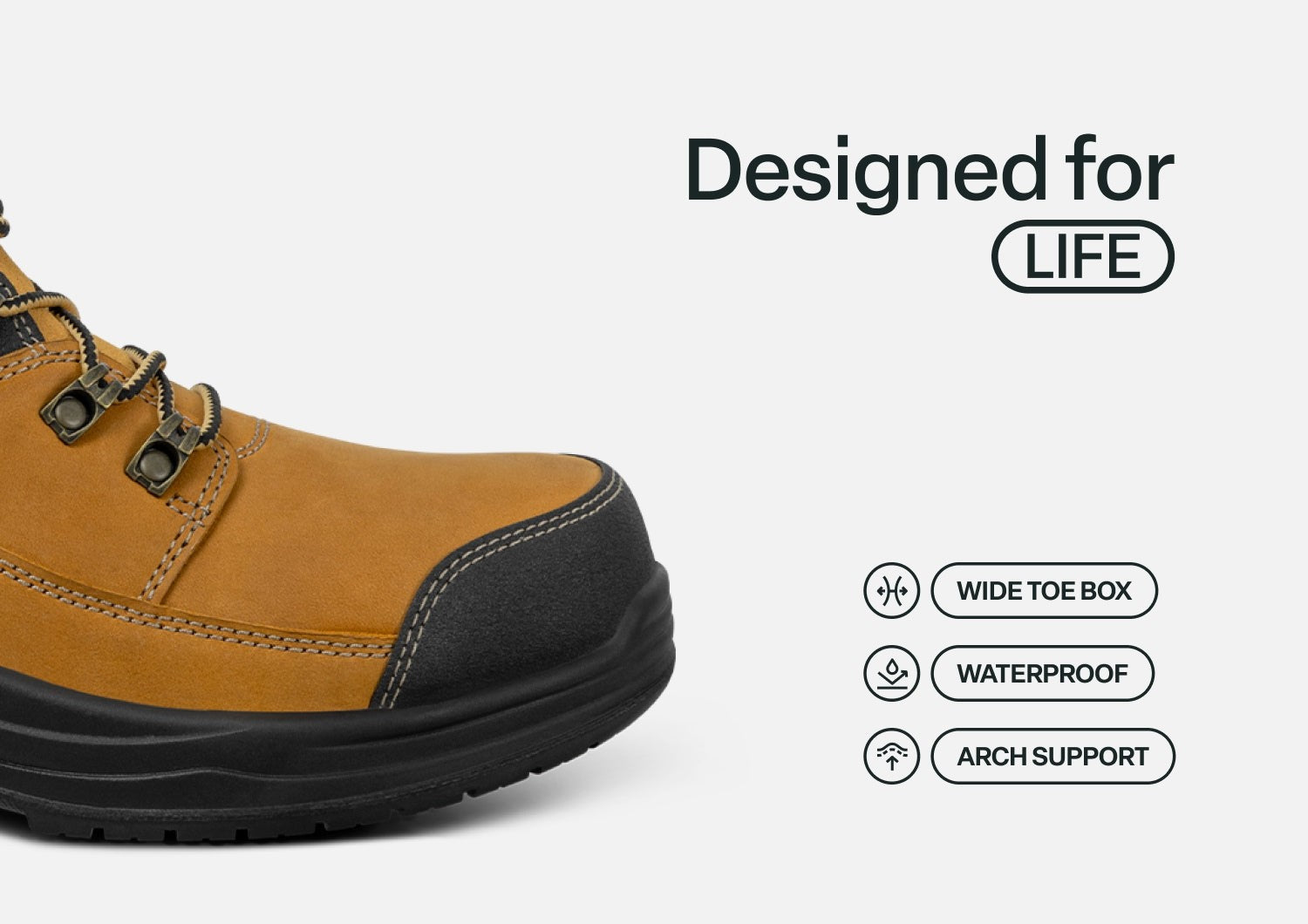Orthofeet Quartz Hands-Free Work Boots Women's - Wheat - Feature Detail - 4
