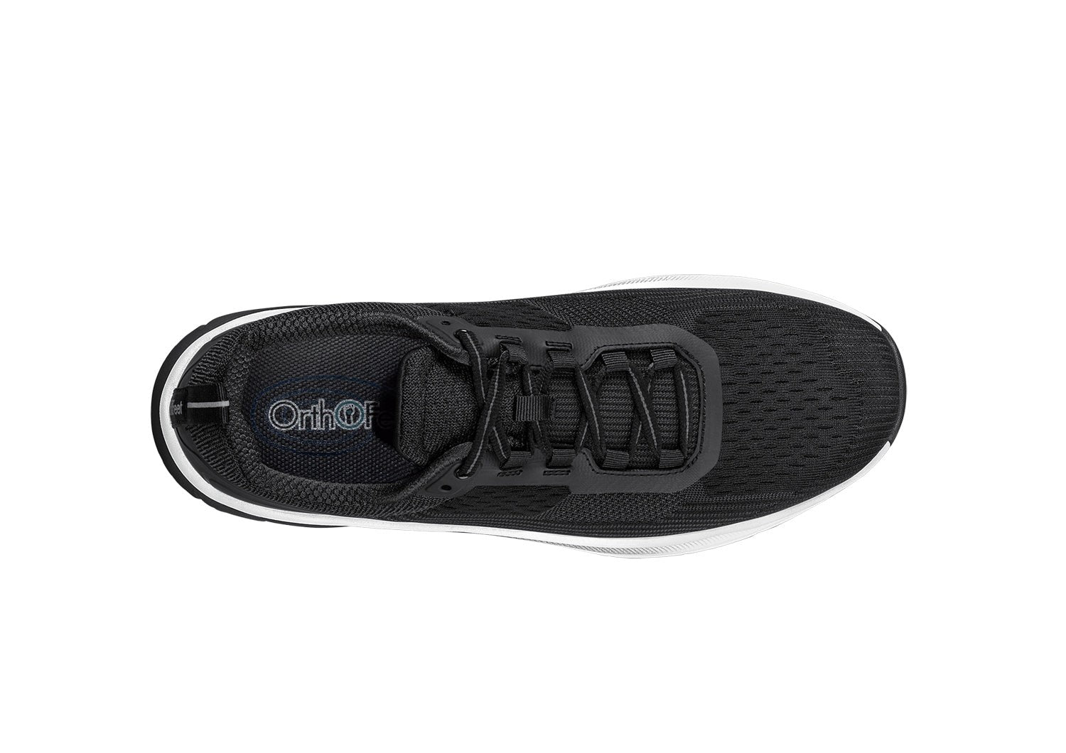 Orthofeet Race Cushioned Support Men's Sneakers - Black - Bird's Eye View - 6