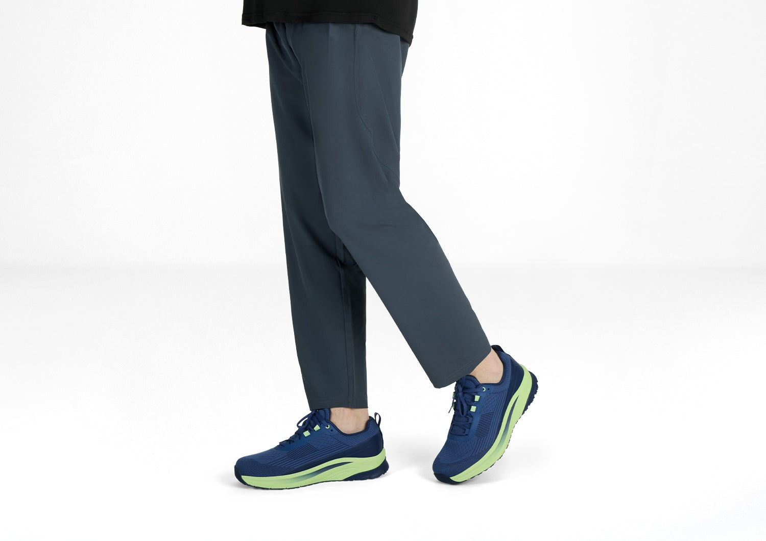 Orthofeet Race Cushioned Support Men's Sneakers - Blue/green - Lifestyle View - 2