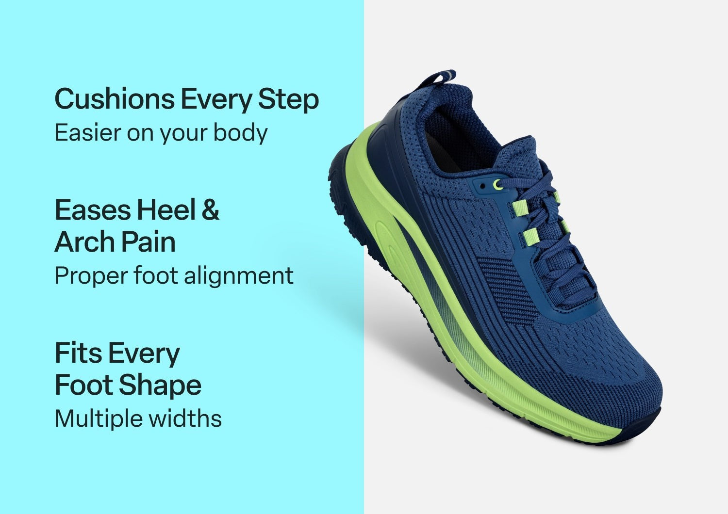 Orthofeet Race Cushioned Support Men's Sneakers - Blue/green - Comfort Benefits - 3