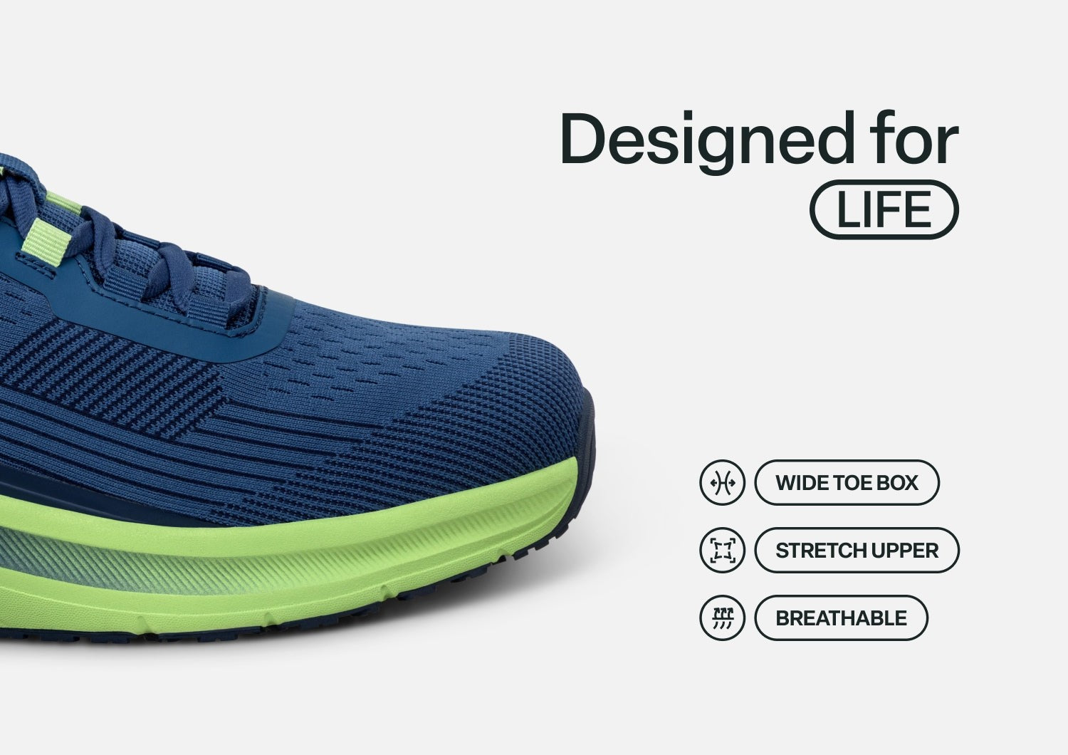 Orthofeet Race Cushioned Support Men's Sneakers - Blue/green - Feature Detail - 5