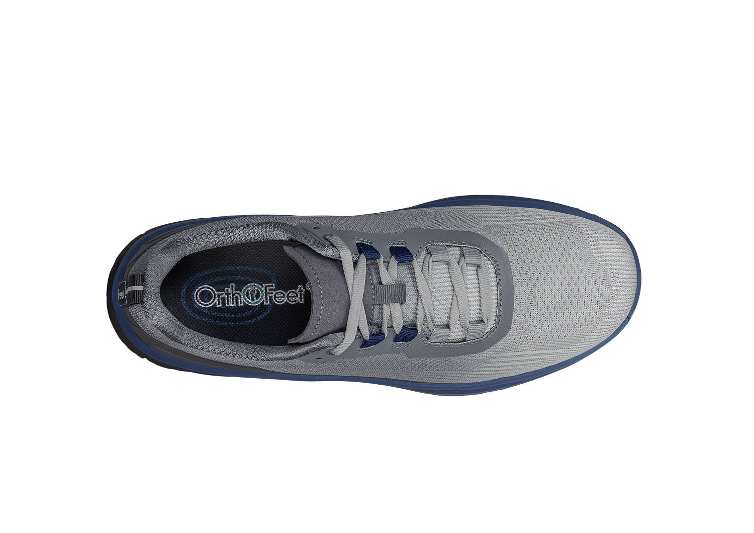 Orthofeet Race Cushioned Support Men's Sneakers - Gray/navy - Bird's Eye View - 6