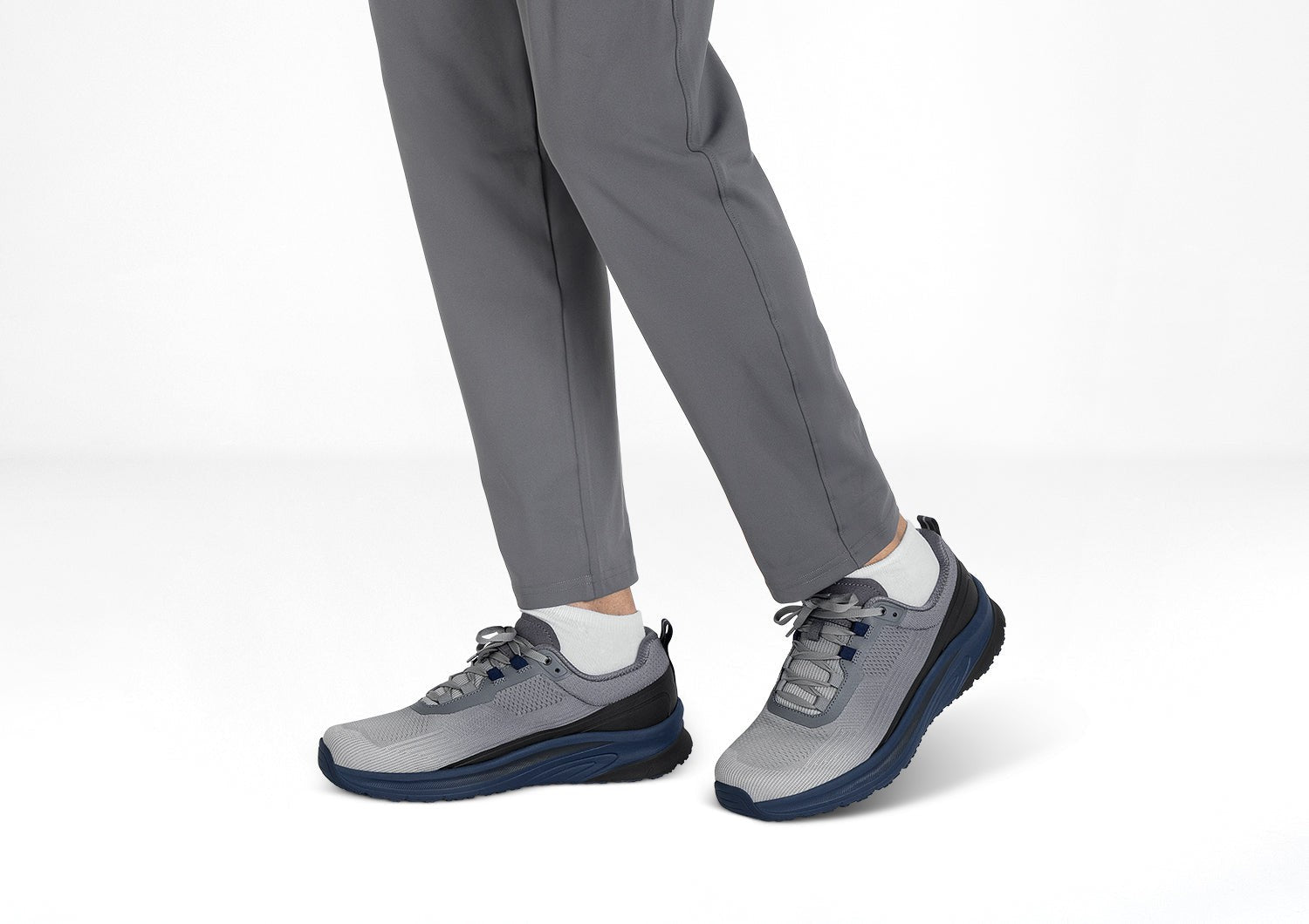 Orthofeet Race Cushioned Support Men's Sneakers - Gray/navy - Lifestyle View - 2