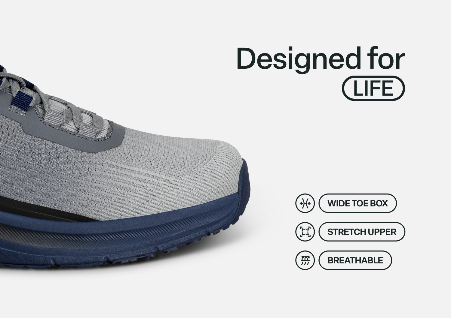 Orthofeet Race Cushioned Support Men's Sneakers - Gray/navy - Feature Detail - 5