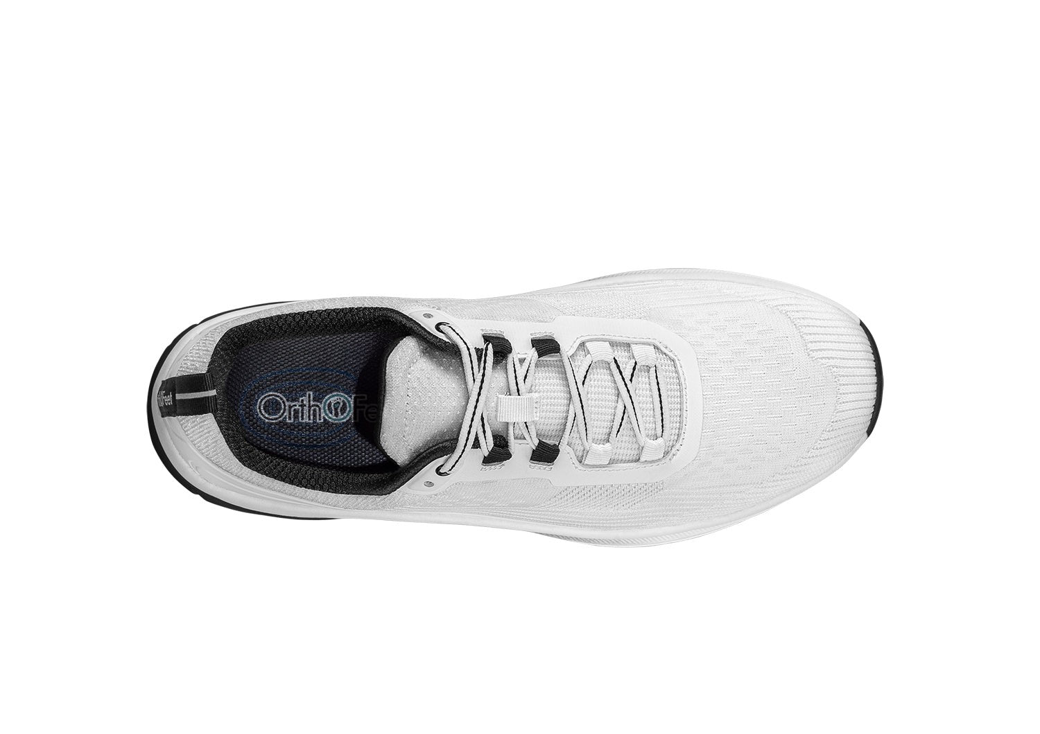 Orthofeet Race Cushioned Support Men's Sneakers - White - Bird's Eye View - 6