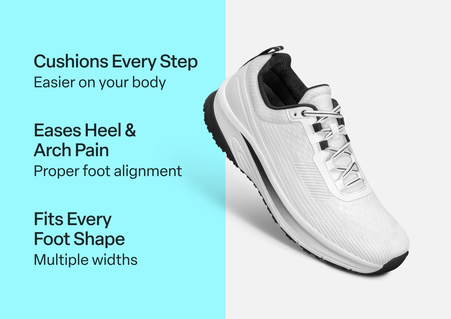 Orthofeet Race Cushioned Support Men's Sneakers - White - Comfort Benefits - 3