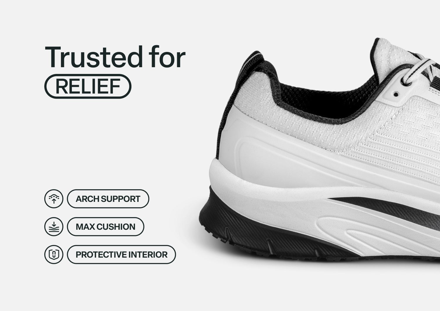 Orthofeet Race Cushioned Support Men's Sneakers - White - Feature Detail - 4