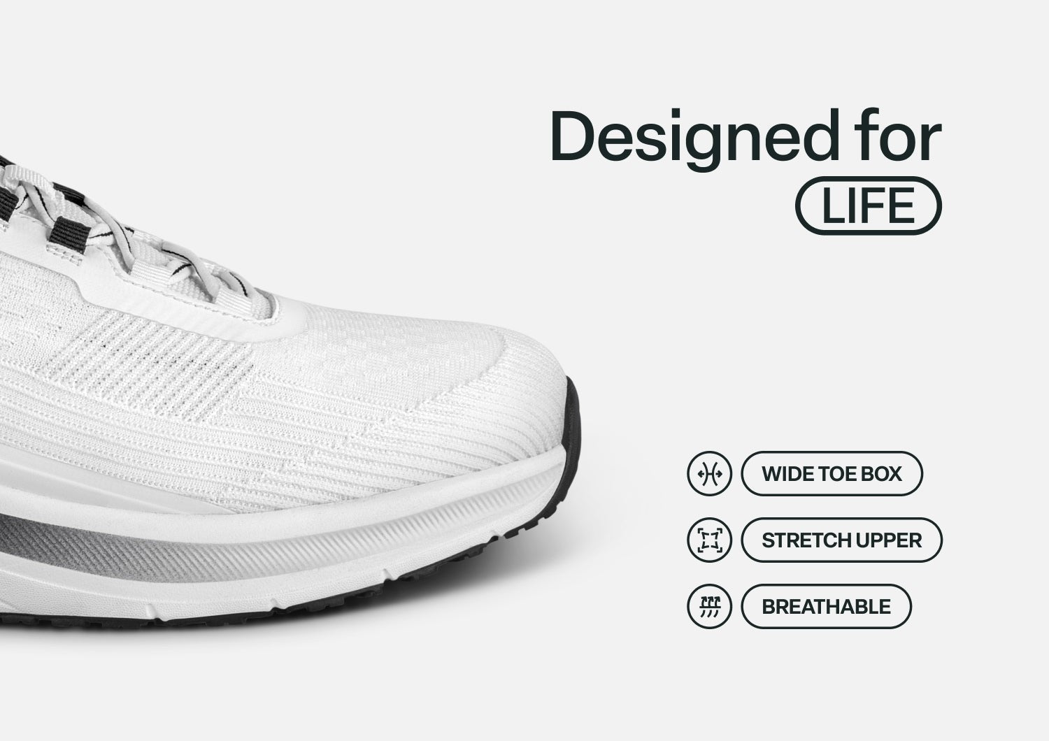 Orthofeet Race Cushioned Support Men's Sneakers - White - Feature Detail - 5