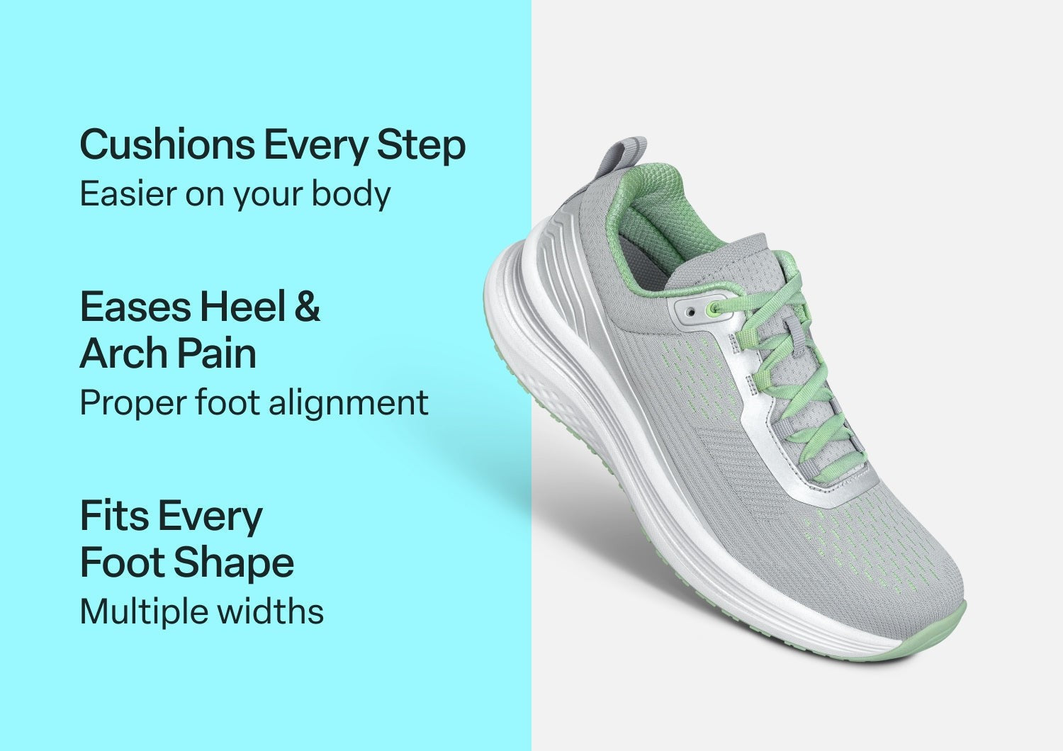 Orthofeet Relay Stretch Support - Gray/silver/mint - Comfort Benefits - 3