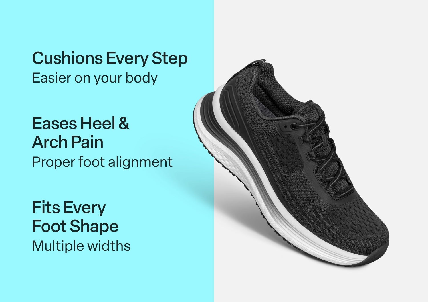Orthofeet Relay Stretch Support - Midnight Black - Comfort Benefits - 3
