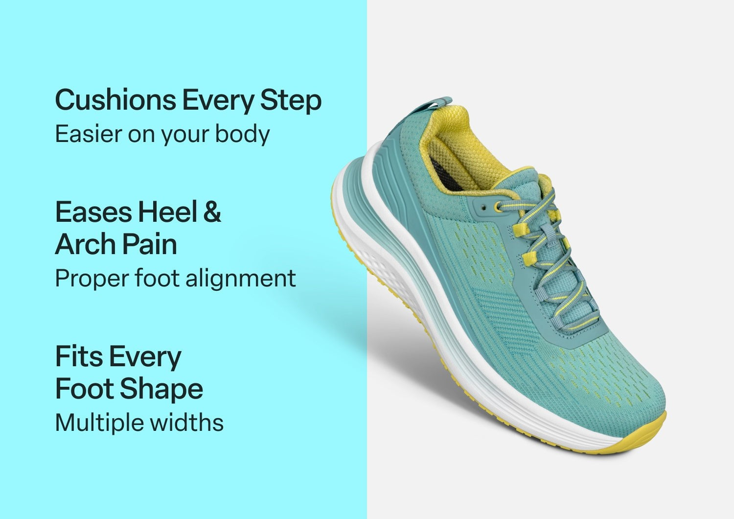 Orthofeet Relay Stretch Support - Turquoise Yellow - Comfort Benefits - 3