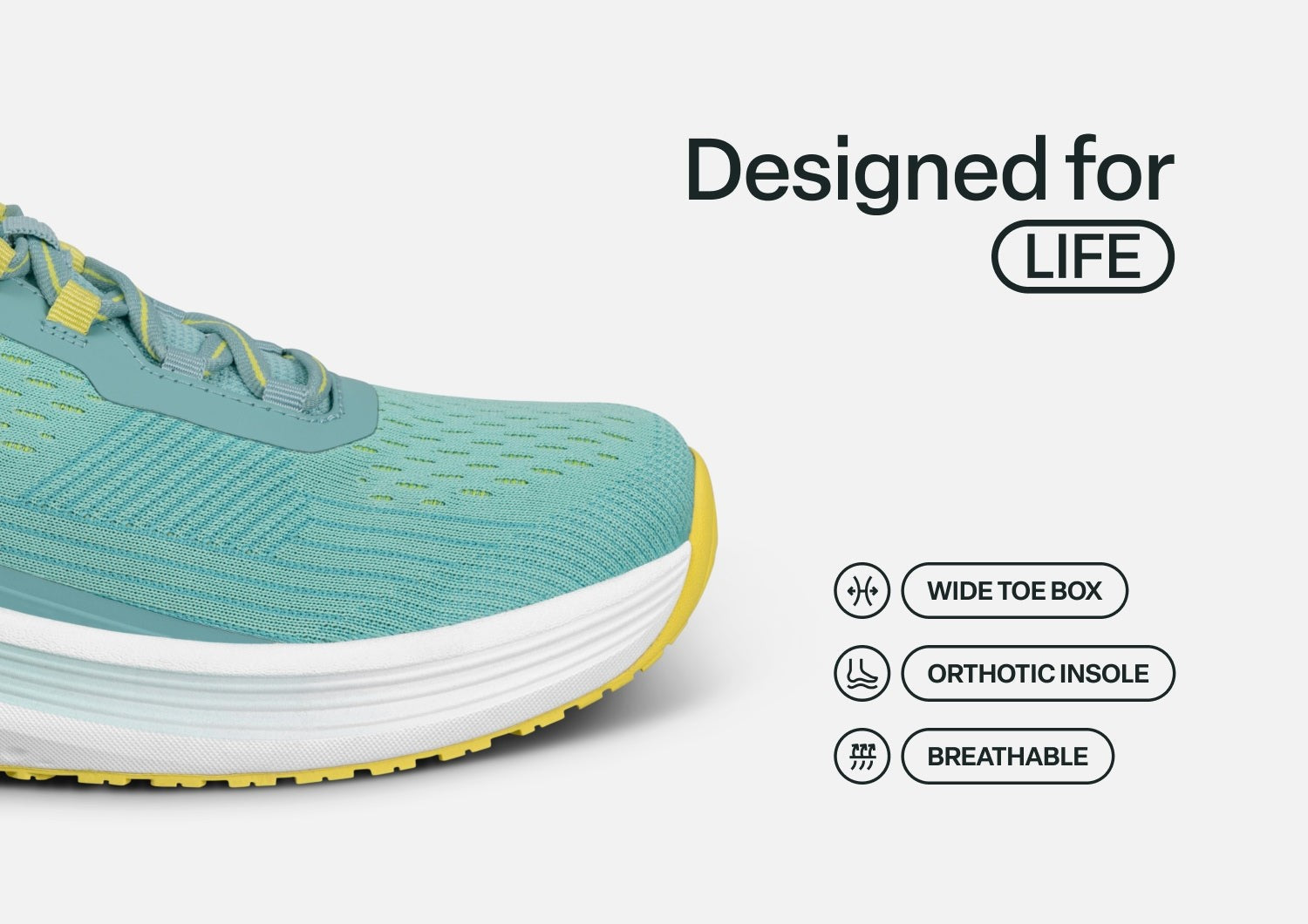 Orthofeet Relay Stretch Support - Turquoise Yellow - Feature Detail - 5