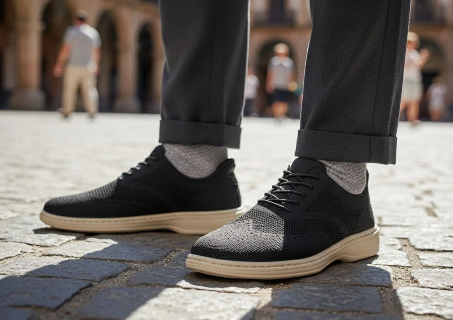 Orthofeet Rex Hands-Free Cushioned Support Men's Sneakers - Black - Lifestyle View - 7