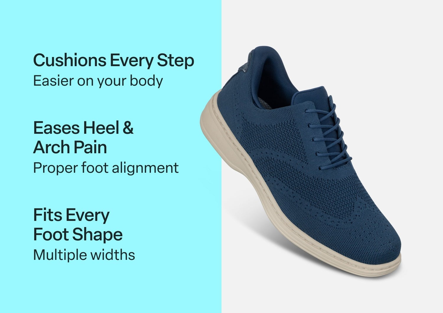 Orthofeet Rex Hands-Free Cushioned Support Men's Sneakers - Blue - Comfort Benefits - 2