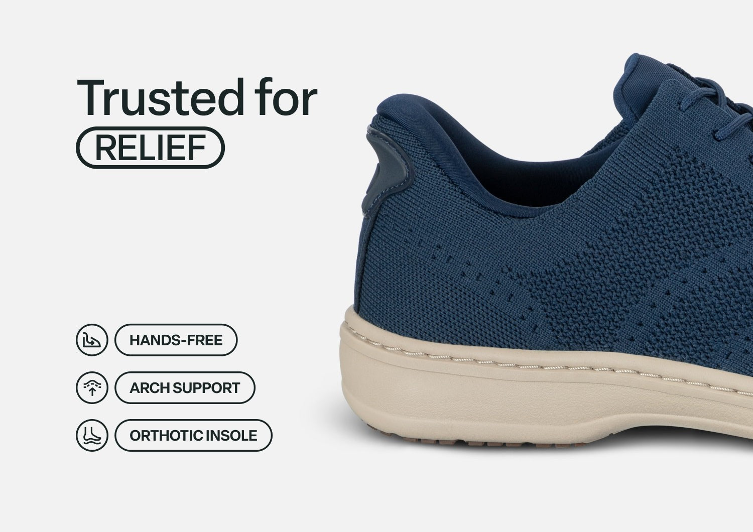 Orthofeet Rex Hands-Free Cushioned Support Men's Sneakers - Blue - Feature Detail - 3