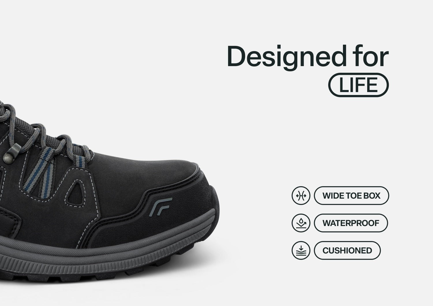 Orthofeet Ridgewood Waterproof Men's Boots - Black - Feature Detail - 5